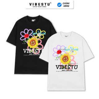 Áo Thun Local Brand VIBESTU " Hoa Hướng Dương " , Áo Thun Oversize Form Rộng Unisex Nam Nữ 250Gsm 100% Cotton