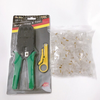 Combo : Kìm Bấm Dây Mạng Và 100 Hạt Mạng RJ 45