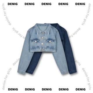 Áo khoác jean croptop dài tay DENIG