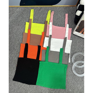 ẢNH THẬT-Áo croptop 2 dây trơn bản vuông cá tính