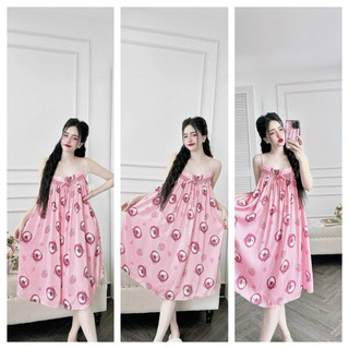 Đầm hai dây lụa latin 40-70kg vừa.