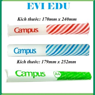 Tập 10 bọc sách vở nylon Campus - Giấy bao tập kích thước 170x240mm / 179x252mm và 210x297mm
