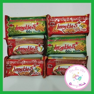 5 gói Lương khô 5 sao Hải Châu gói 65g với 3 vị đậu xanh. ca cao. tổng hợp thơm ngon, đồ ăn vặt cổng trường hot nhất