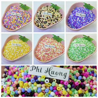 Gói 10gr hạt cườm tấm đục 3mm hạt đều nhiều màu dùng xỏ vòng tay handmade