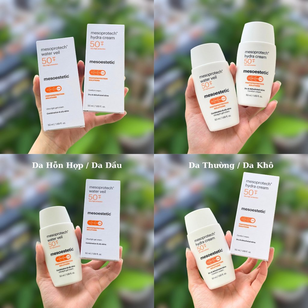 Kem Chống Nắng Cho Da Đốm Nâu, Sau Laser, Dùng Treatment Mesoestetic Light Water Anti-Aging Veil Mesoprotech SPF 50+