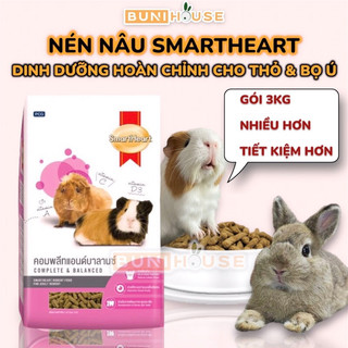 Cỏ Nén Nâu Smartheart gói 3kg - thức ăn dinh dưỡng hoàn chỉnh cho Thỏ Bọ ú nhập Thái Rodentfood guineapig food Bunihouse