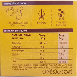 Cà Phê hòa tan NESCAFE 3in1 cafe sữa đá mới(10 gói*24g)