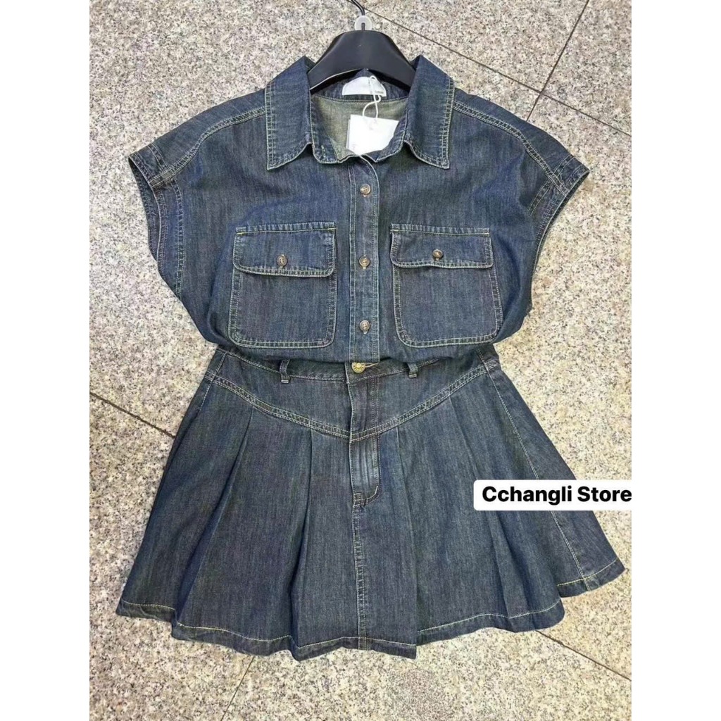 Sét đầm váy nữ áo cổ sơ mi , tay dơi mix chân váy xòe ngắn xinh xắn dành cho các nàng diện đi chơi siêu yêu, năng động. | BigBuy360 - bigbuy360.vn