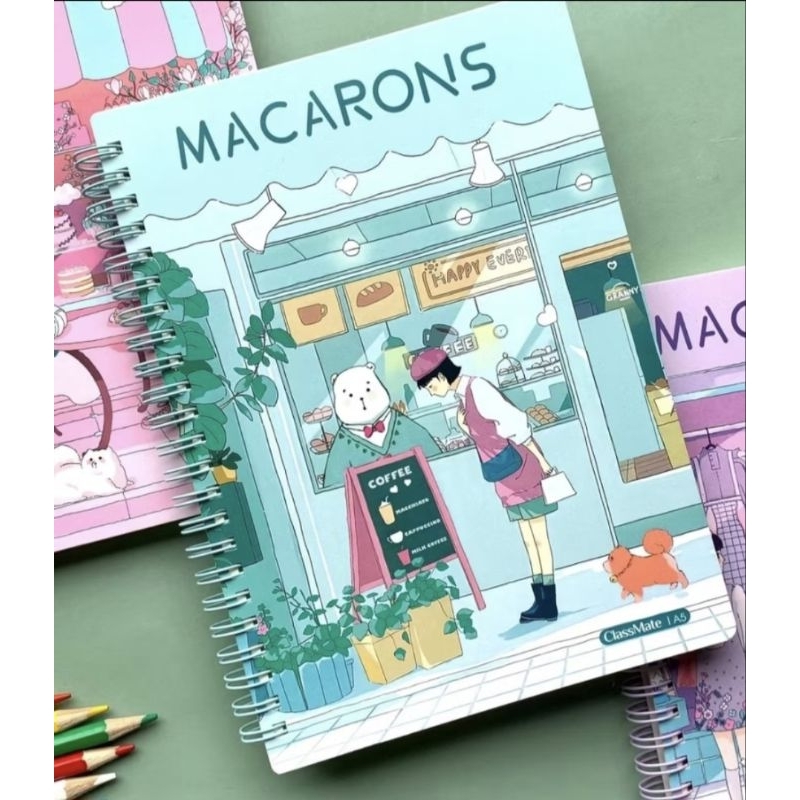 SỔ lò xo đôi bìa cứng A5 Macarons hình cô gái Nhật/lò xo Home A5
