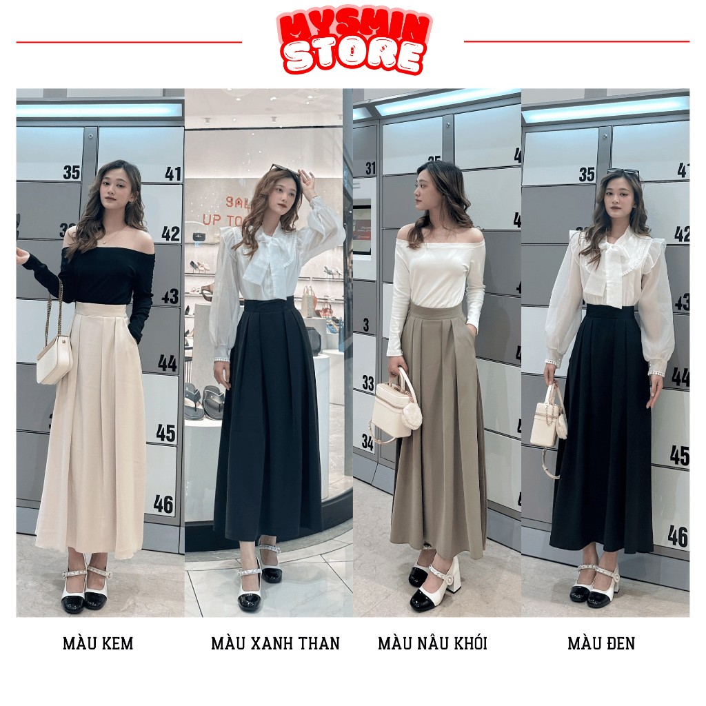 Chân váy xếp ly công sở midi dáng dài (75cm và 85cm) chất vải GOLD NHÂT CAO CẤP (CÓ TÚI 2 BÊN) - MS89