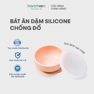 Bát ăn dặm Silicon chống đổ đế hút chân không Hanmoon cho bé