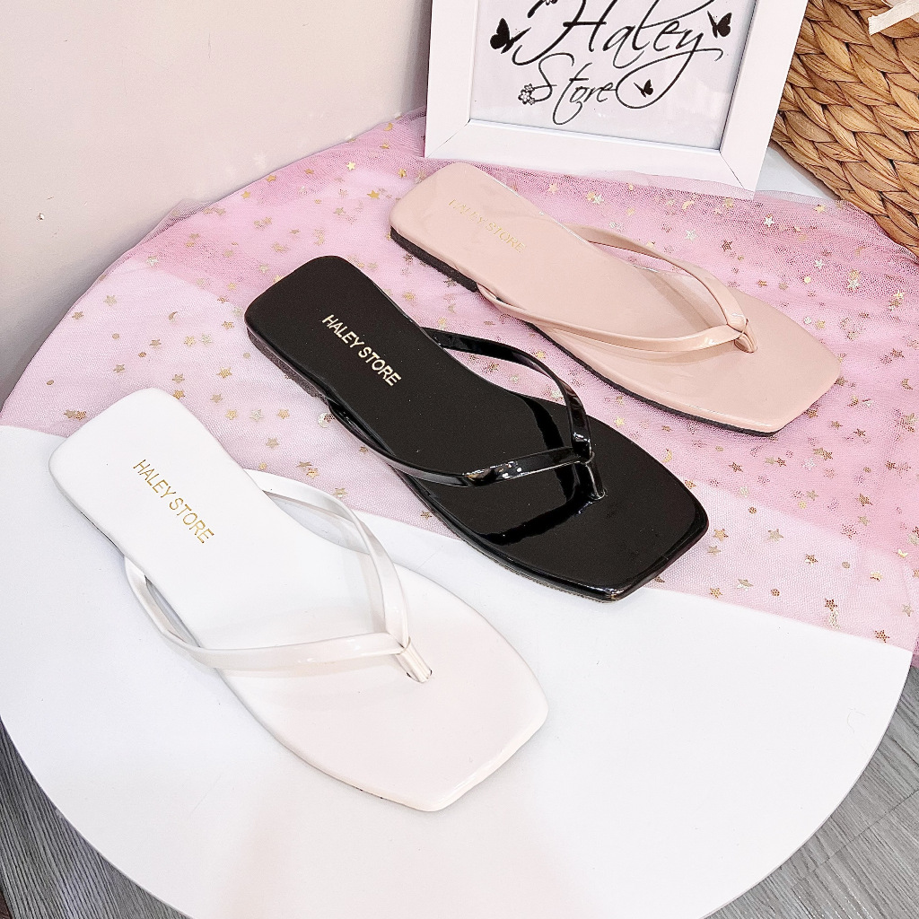 Dép kẹp trơn xỏ ngón nhiều màu HALEY STORE quai trơn da bóng đi học đi chơi đi làm du lịch êm chân t