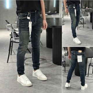 Quần Bò Puple Nam Xanh Đậm Rách Nhẹ 4 Khuy Hàng Chuẩn Quảng Châu, Quần Bò Purple Rách Boy Phố Form SlimFit