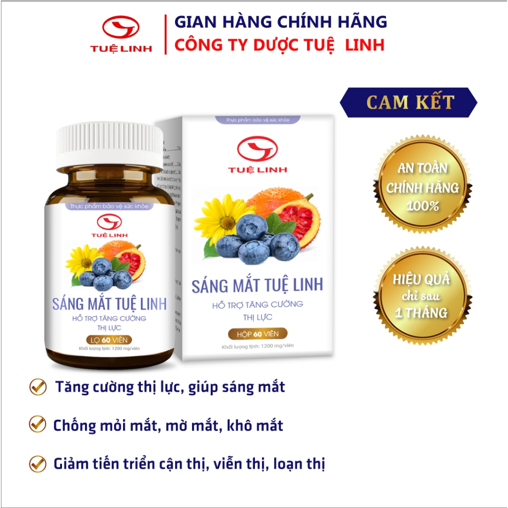 ✅Sáng Mắt Tuệ Linh [Chính hãng] - Hỗ trợ tăng cường thị lực, giảm mỏi mắt, khô mắt - Hộp 60 viên