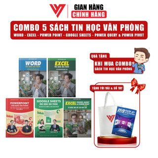 Combo 5 Sách Word- Excel-Power Point-Google Sheet-Power Query ĐÀO TẠO TIN HỌC Ứng Dụng Văn Phòng Kèm Video Hướng Dẫn