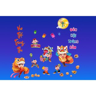 Decal trang trí Tết Trung thu - Decal dán tường, Không dán kính trong (Chỉ dán được kính có nền đục)- Ship Hoả Tốc HCM