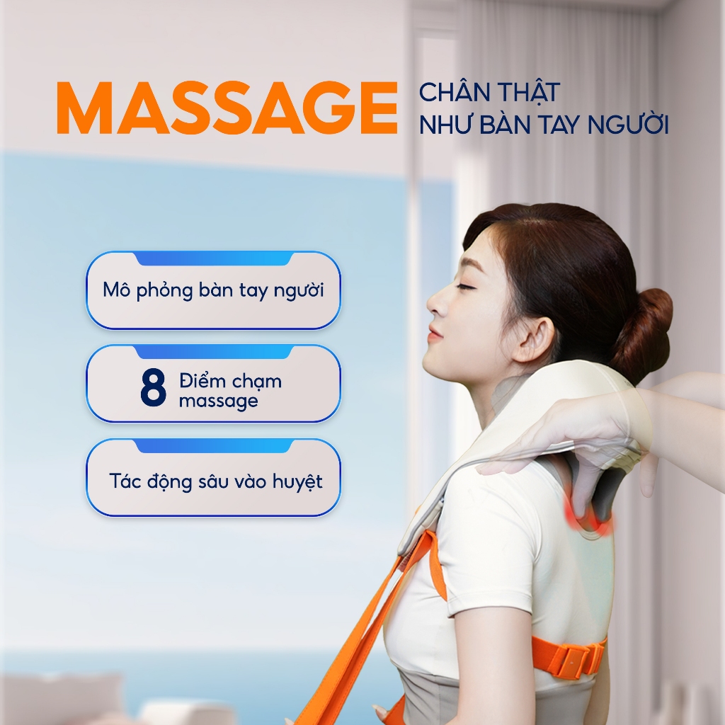 Máy Massage Cổ Vai Gáy Bumas M3 Pro - Massage Chườm Ấm 8 Điểm Chạm, Điều Chỉnh Linh Hoạt Và Dễ Dàng