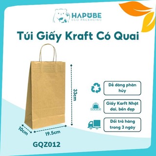 100 túi giấy kraft có quai 19x10x33cm GQZ012