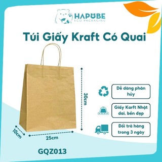 100 Túi giấy Kraft có quai 25x10x30cm GQZ013