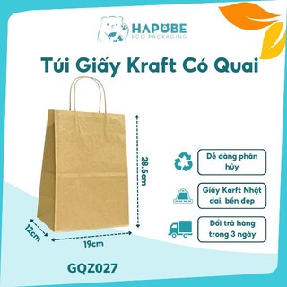 100 Túi giấy kraft có quai 19x12x29cm GQZ027