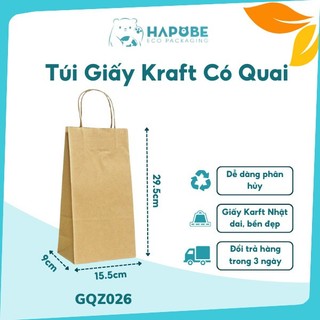 Combo 100 túi giấy kraft có quai 15x9x29cm gqz026 hapobe