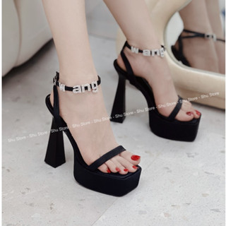 Xăng đan cao gót nữ Shu Store sandal quai ngang 13cm chữ wang đi tiệc đi chơi sang chảnh cho nàng