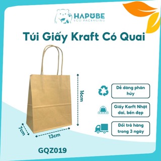   100 Cái  Túi Giấy Kraft Có Quai 13x7x16cm – Đựng Quà Nhỏ Gọn Đẹp Tiện Lợi 🌱♻️ 