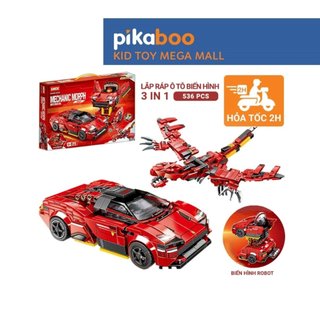 Đồ chơi lắp ráp xếp hình mô hình xe Pikaboo, chất liệu cao cấp giúp bé phát triển tư duy trí tuệ sớm