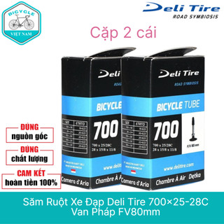 Cặp 2 cái săm ruột xe đạp deli tire 700x25-28c van pháp fv 80mm