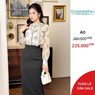 Áo Sơ Mi Kiểu Nữ Đẹp Chất Liệu Tơ Mềm Mại 2 lớp Cổ Nơ Xinh,  Áo Voan Tiểu Thư Hàng Thiết Kế Chuẩn Hãng CHANMINU A10