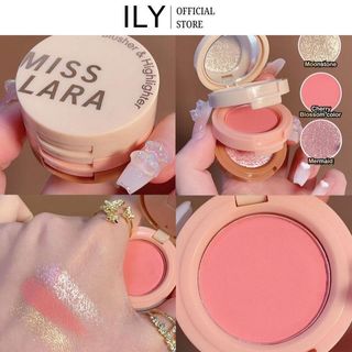 Phấn má hồng bảng phấn bắt sáng 3 trong 1 nhũ highlight makeup ily