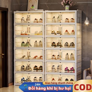 Tủ giày trong suốt gấp gọn cao cấp, 3 tầng, 6 tầng, 9 tầng, tủ trưng bày nhựa vật liệu thân thiện môi trường, không mùi