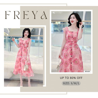 🛍Đầm váy nữ 🛍Đầm voan hoa bèo vai đính nút dáng dài đi chơi dự tiệc dễ thương
