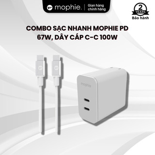 Combo sạc nhanh mophie pd 67w/120w , dây cáp usb-c to usb-c 100w