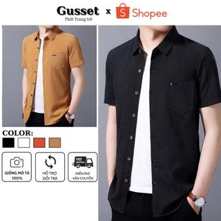 [HÀNG ĐẸP HOT]Áo sơ mi nam - Áo sơ mi đũi ngắn tay cao cấp - Chất liệu đũi xước, vải mát, ít nhăn, dầy dặn, dáng trẻ đẹp