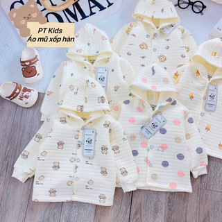 Áo Khoác Nỉ Trần Hàn Thu Đông Có Mũ Nhiều Hình Dễ Thương, Ấm Áp Cho Bé Từ 3-9kg (PT Kids)