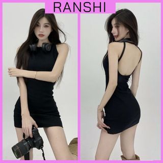 Đầm Body Hở Lưng RANSHI Thiết Kế Cổ Tròn Ôm Sát Body Sexy Tôn Dáng Style Trẻ Trung Đơn Giản Chất Thun Gân - RBD138