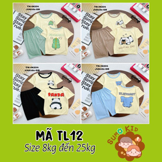 Bộ Tay Ngắn Quần Lửng Cho Bé Trai Thun Lạnh In Hình Trước Sau size 8kg đến 25kg mã TL12