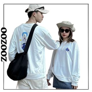 Áo Sweater Nỉ UNI MOON Tay Dài Form Rộng Ulzzang Đen/Trắng(Ảnh Thật) Vuasivuare