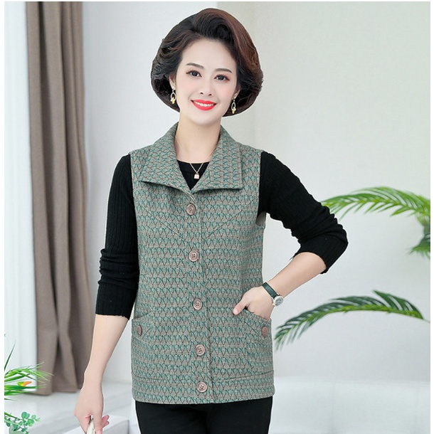Áo Khoác Dạ Ghi Lê Cho Mẹ AD19 - Hàng Quảng Châu Cao Cấp