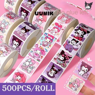 Cuộn 500 sticker hoạt hình kuromi, chó pancha, kitty,... trang trí sổ tay DIY