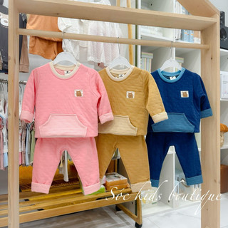  Bộ quần áo dài tay thu đông chất liệu chần bông dày dặn ấm áp cho bé từ 9-16kg