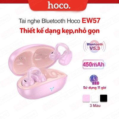 Tai nghe Bluetooth V5.3 Hoco EW57 thiết kế kẹp vành tai tiện lợi nhỏ gọn, sử dụng lên đến 11 giờ, pin khủng 450mAh