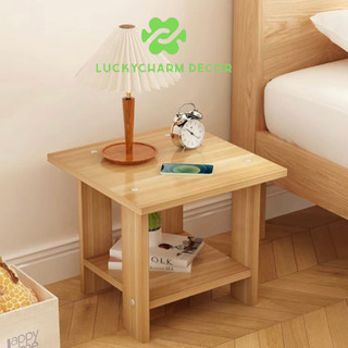 Tủ tab đầu giường 2 tầng để đồ, đèn ngủ LUCKYCHARM kệ decor bằng gỗ phủ melamin trang trí phòng ngủ, phòng khách - d13