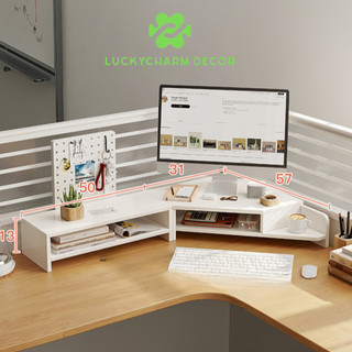 Kệ để màn hình máy tính có ngăn để đồ tiện lợi LUCKYCHARM bằng gỗ MDF phủ melamin cao cấp thương hiệu chống gù,cận-d36