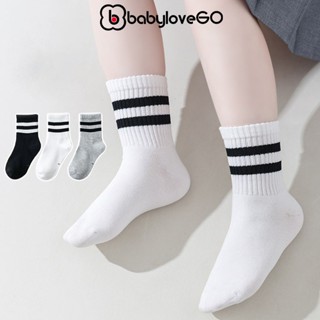Tất vớ trắng trơn thể thao unisex cho các bé trai bé gái BabyloveGO mẫu basic màu trắng đen 1 đến 10 tuổi
