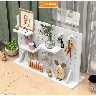Bảng pegboard để bàn làm việc, kệ treo tường trang trí decor phòng thương hiệu Ilumia- IG417