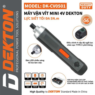 Máy chuyên vít mini DEKTON DK-CV0501, 4 cấp độ, Chân sạc Type C, Kèm nhiều phụ kiện