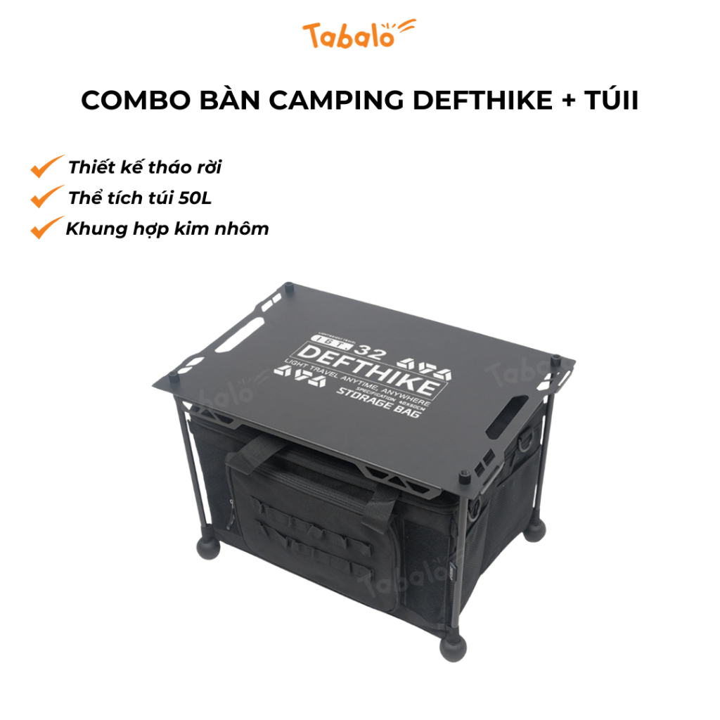 Bàn Caming Đa Năng Kèm Túi Hộp Tabalo Defthike, Bàn Cắm Trại Chill Deccor Thiết Kế Tháo Rời Tiện Lợi