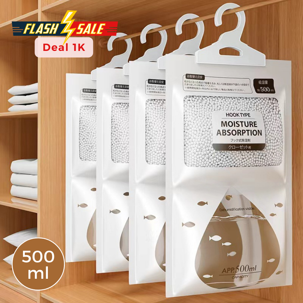 Túi hút ẩm 2 ngăn ECO siêu hút ẩm chống mốc, nồm, ẩm có móc treo tủ quần áo, tủ giày tiện lợi